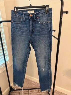 Madewell Raw-Hem Mid Blue Cropped Skinny Jeans